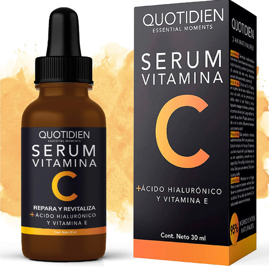 Serum Vitamina C + Ácido Hialurónico + Vitamina E | 95% Ingredientes Naturales | Skin Care | Luminosidad, Hidratación, Firmeza y Tono más Uniforme | Textura Ligera y Sin Sensación Grasosa | Suero Facial de Skincare Ideal Para Todo Tipo de Piel -30ml