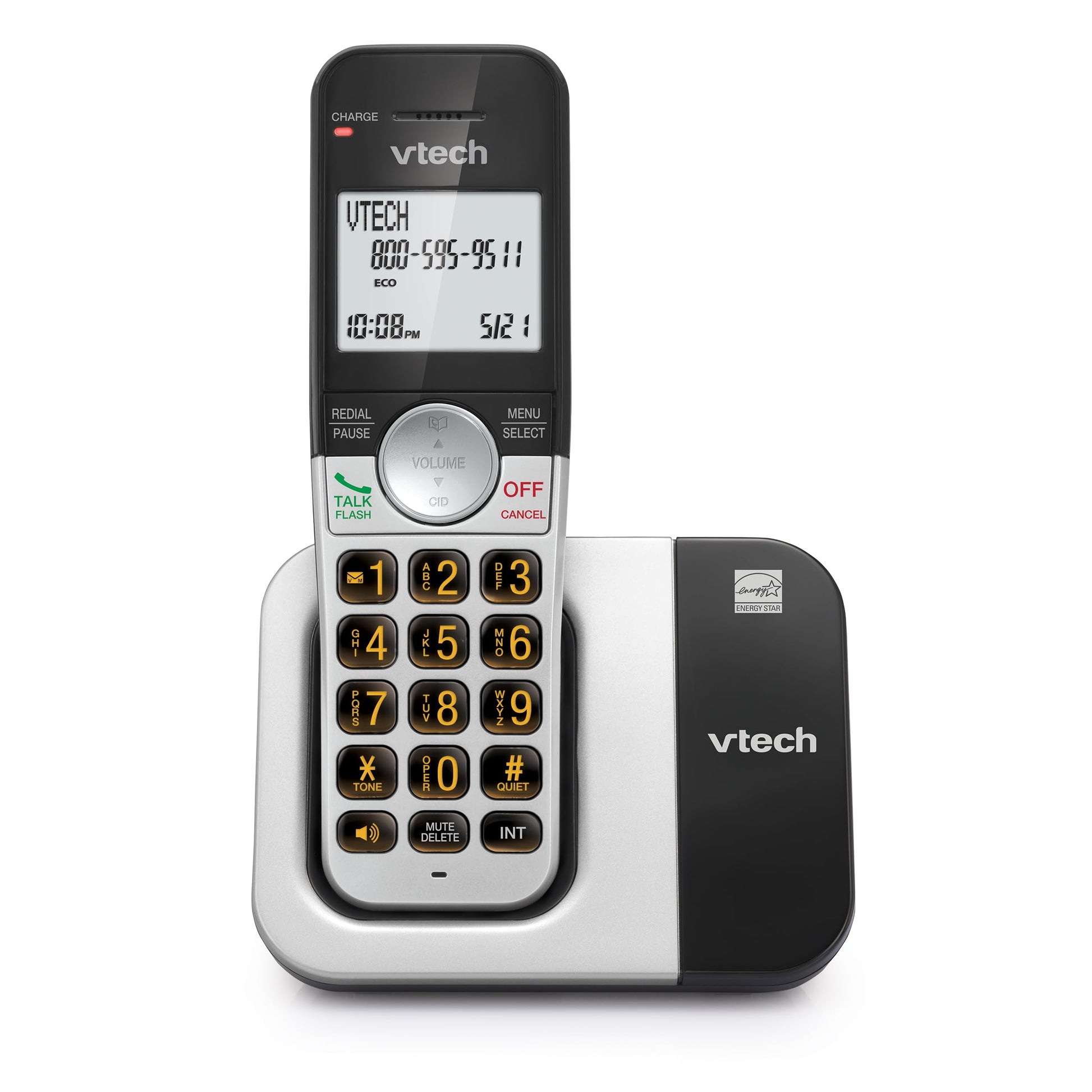 VTech - Teléfono inalámbrico con visualización Grande y Botones Grandes, DECT 6.0 con identificador de Llamadas/Llamada en Espera, Altavoz dúplex Completo, Modo Eco, último remarcado de 10 números,