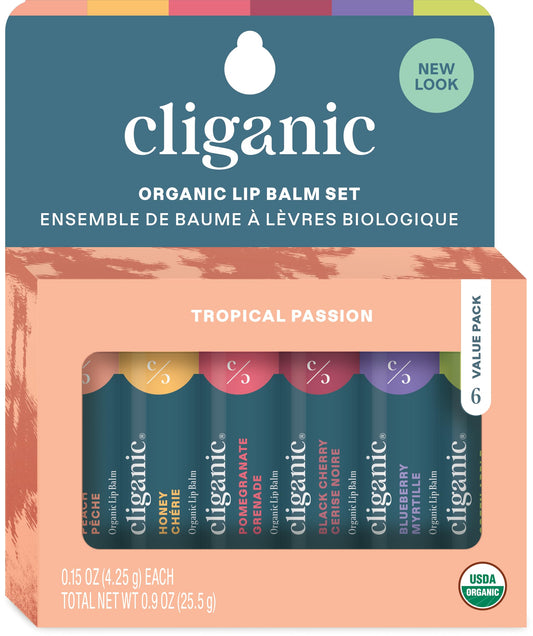 Set de Bálsamo Labial Cliganic Tropical Hidratante Natural para Labios Secos