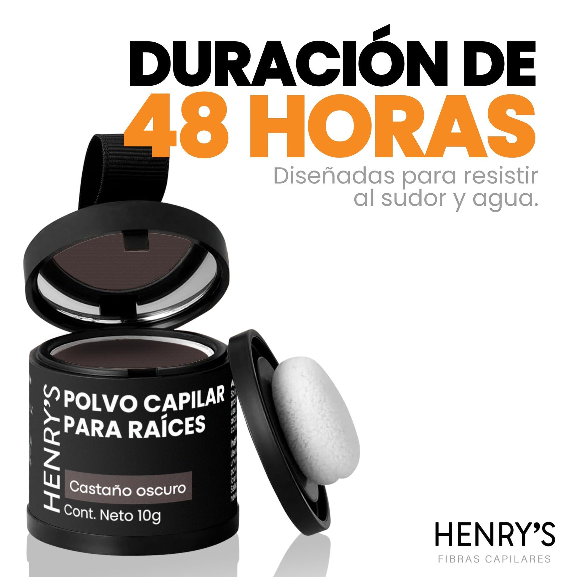 Henrys Polvo para Retocar Raíces Castaño Oscuro, Rellena Zonas Escasas, Define la Línea del Cabello y Cubre el Crecimiento de Raíces al Instante y en Cualquier Momento, Fibras Capilares Hairline Powder. Calvicie, Caida de Cabello o falta de Volumen para M