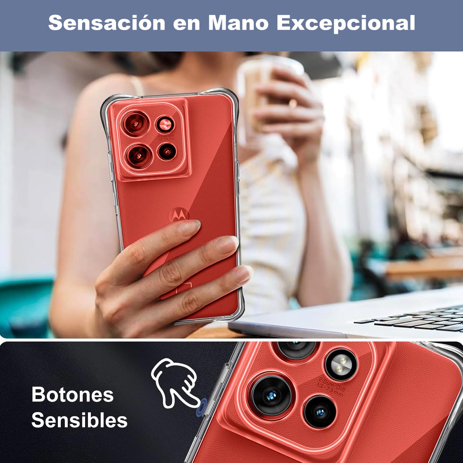 HeiLuon Funda Motorola Edge 50 Neo, Carcasa Transparente Anti-Amarilleo, Protector TPU Absorbente de Golpes, Estuche Delgado con Esquinas reforzadas, Case con Botones cómodos y disipación de Calor