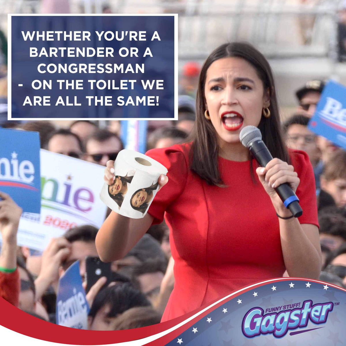 Rollo de Papel Higiénico Gagster Político Divertida Broma con Imagen AOC
