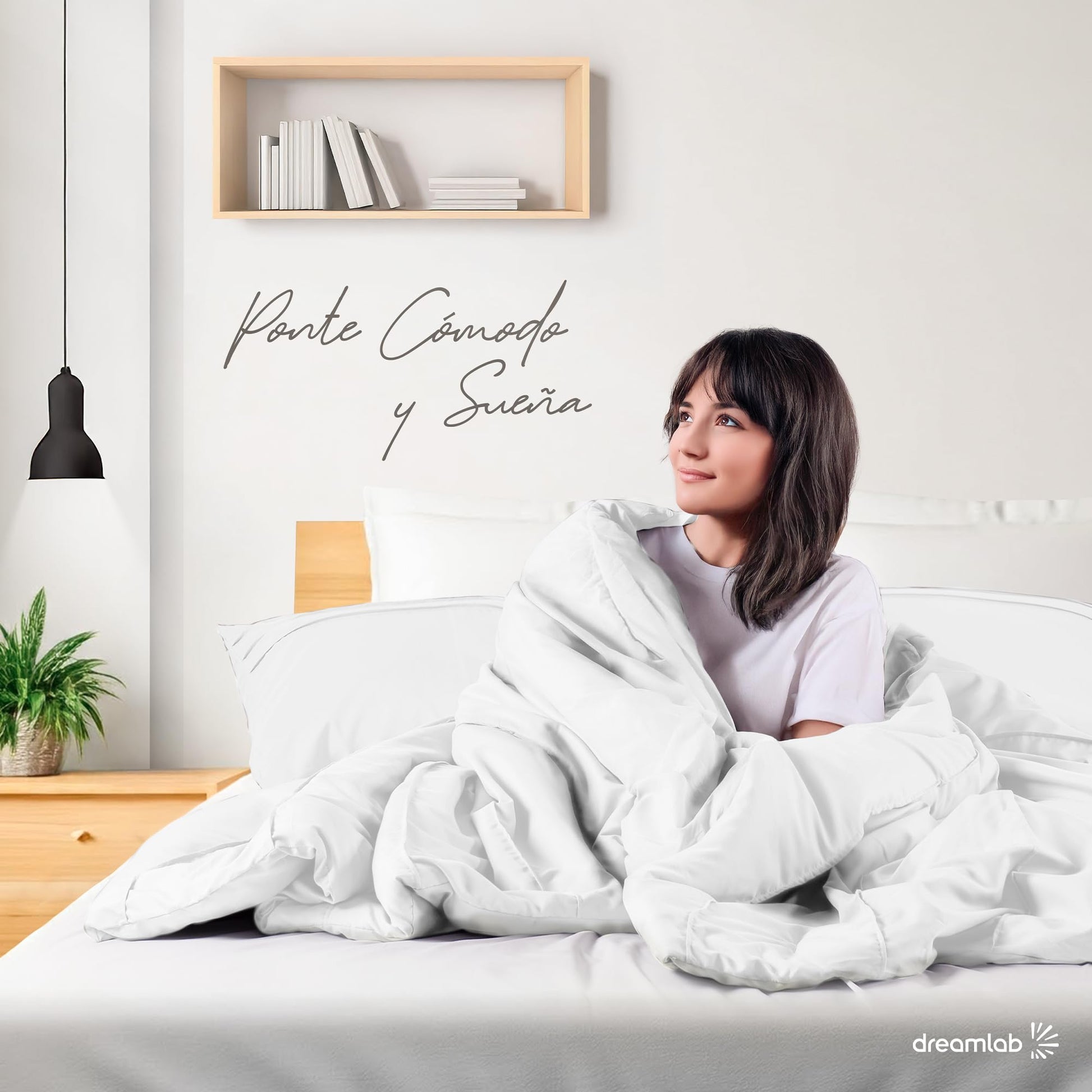 Juego de Edredón Dreamlab Blanco Reversible Plisado Ultra Suave Hipoalergénico King Set 3 Piezas