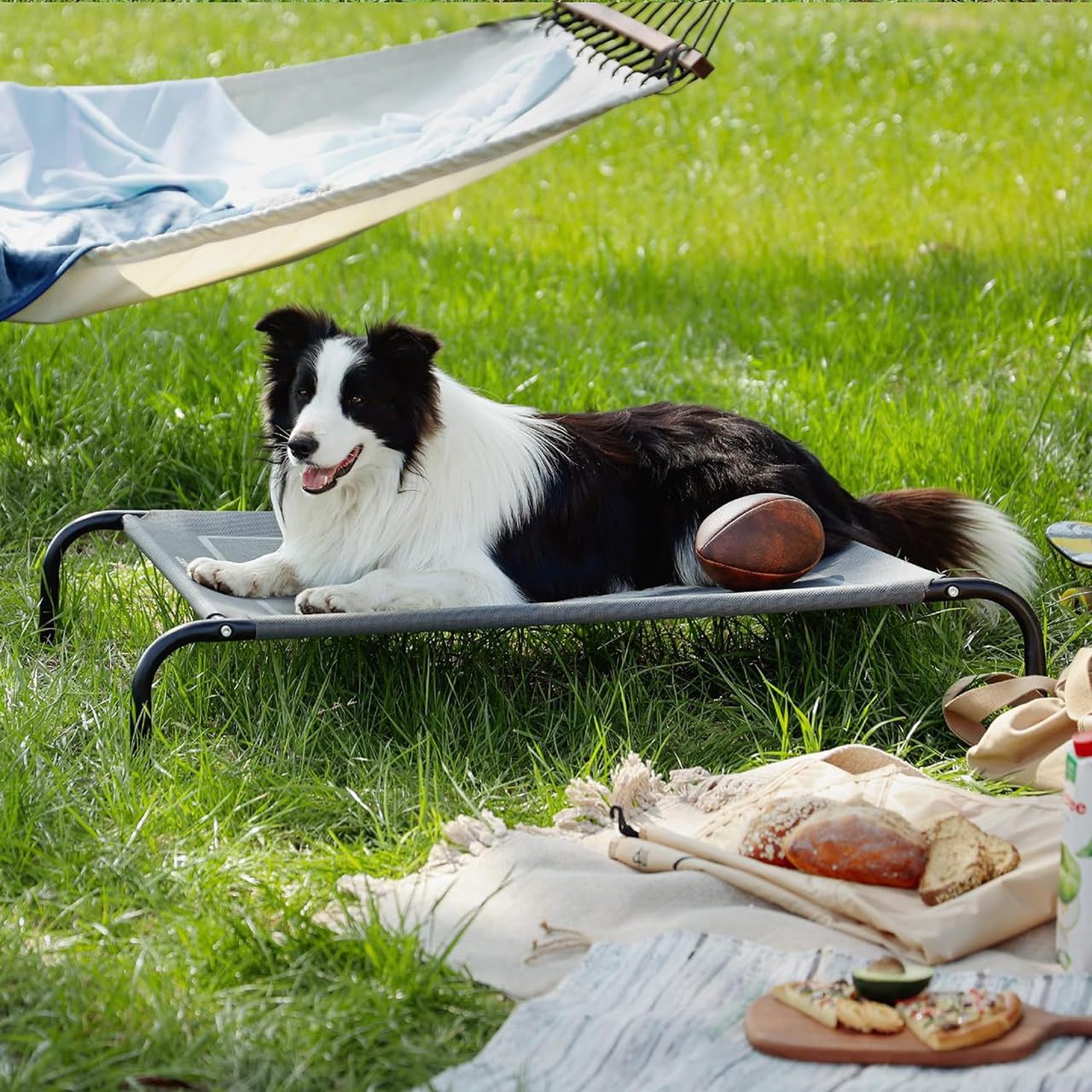 DYNAFIRE Cama para Perro, Cama Elevada para Perro de Antideslizante, con 2 Malla de Transpirable y Lavable. Cama Portátil Mascota para Interior y Exterior. Color Negro