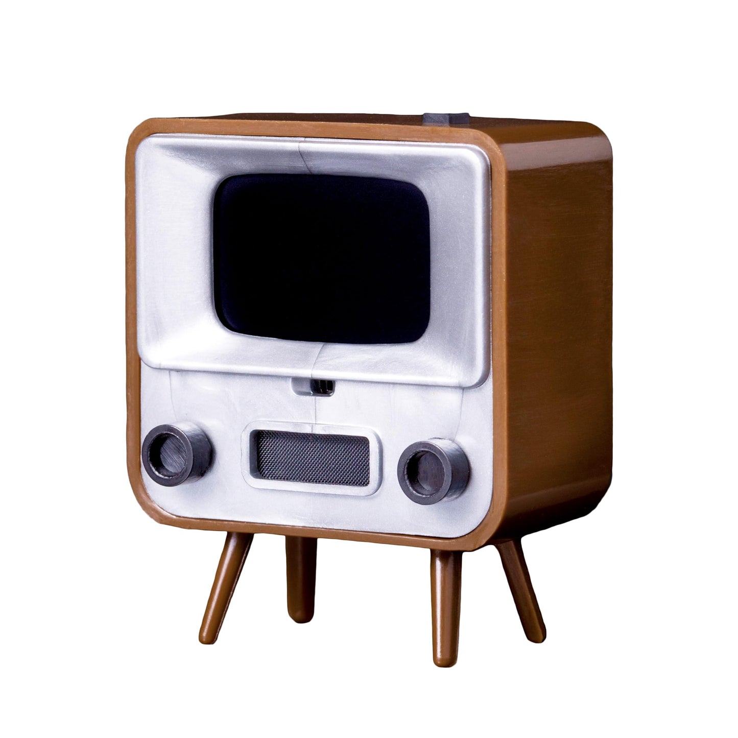 TinyCircuits TinyTV 2 Mini TV portátil Retro - visualización IPS de 1.14 Pulgadas, Videos precargados y Cargados, Recargable con USB-C, Controles de Perilla + Control Remoto pequeño (café)