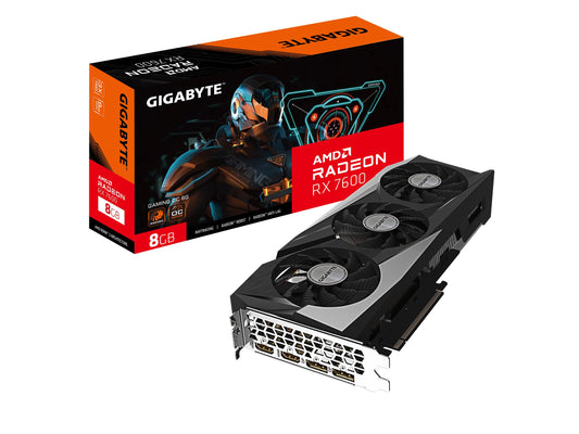 GIGABYTE GV-R76GAMING OC-8GD Radeon RX 7600 Gaming OC 8G Tarjeta gráfica, 3 Ventiladores WINDFORCE 8GB 128 bits GDDR6, Tarjeta de Video