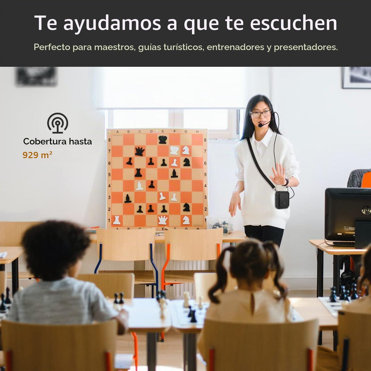 Amplificador de Voz Personal Portátil Impermeable con Micrófono y Banda para la Cintura 18W para Profesores