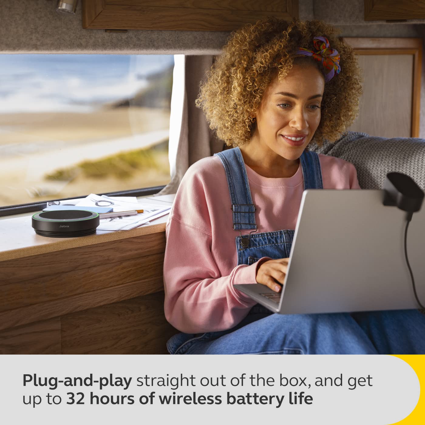 Jabra Speak2 75 - Altavoz inalámbrico Bluetooth - 4 micrófonos con cancelación de Ruido, Altavoces de Rango Completo de 65 mm y Audio de Banda superancha, Altavoz Certificado de
