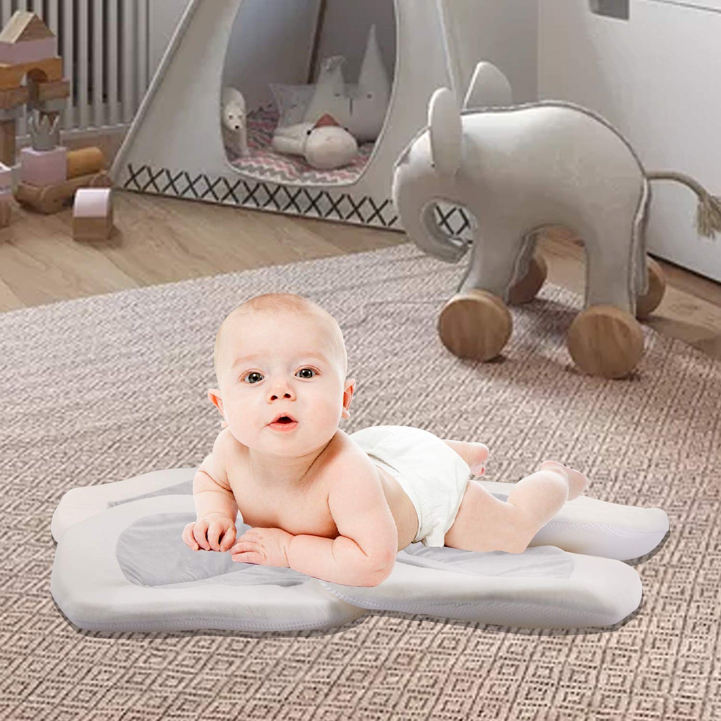 Baby Bath - Alfombrilla de baño para bebé, diseño de flores, color gris2