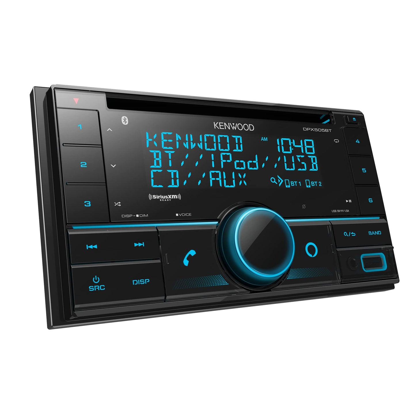 KENWOOD DPX505BT Estéreo de Coche CD de Doble DIN en el Tablero. AM/FM con Bluetooth, Control de Voz de Amazon Alexa, Pantalla de 3 Líneas de Alto Contraste con Iluminación de Color Variable, SiriusXM