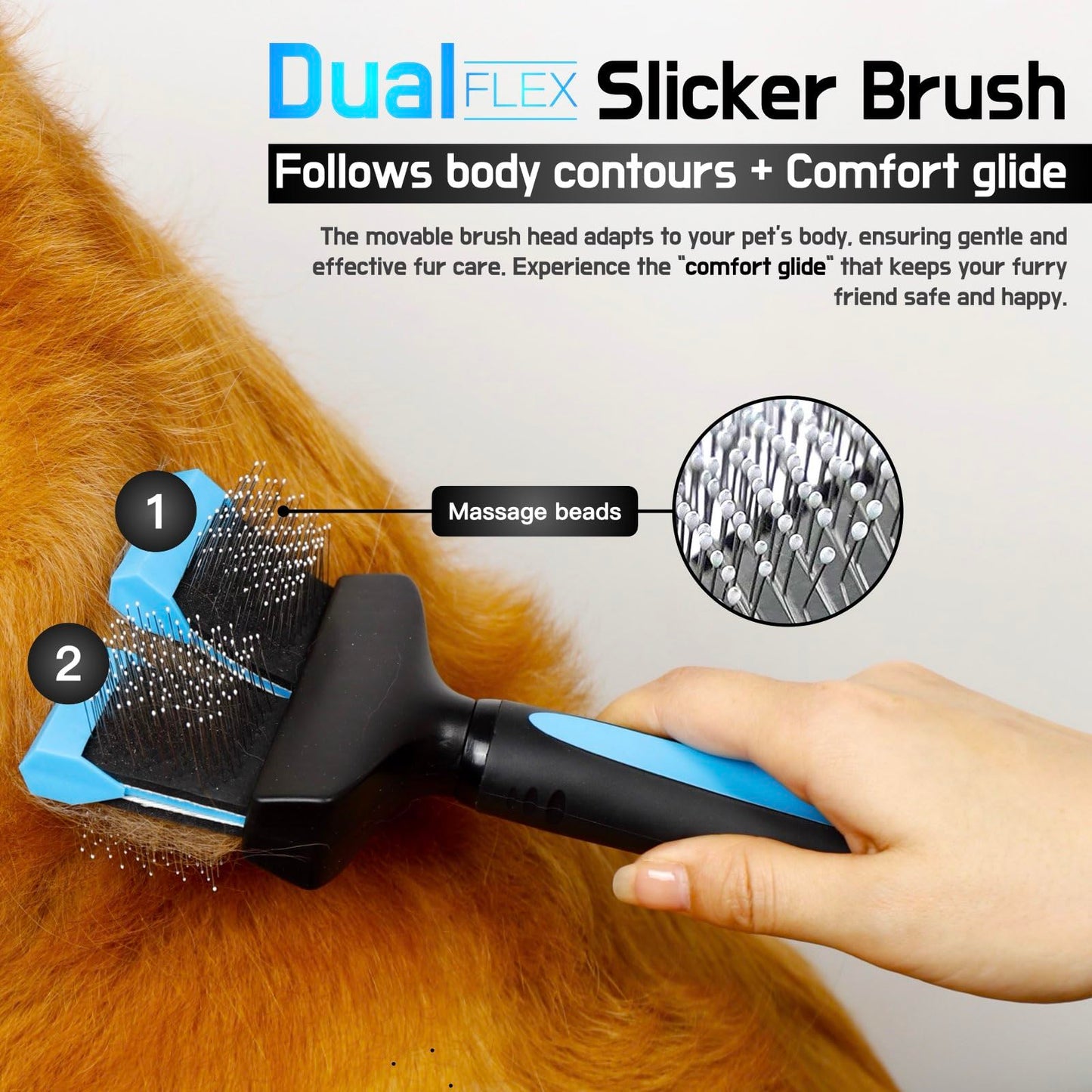 iToleeve cepillo para polvo de cepillo para polvo para perro, herramienta de aseo suave para perros y gatos sensibles, ideal para cabello largo, elimina la capa interior, enredos y nudos