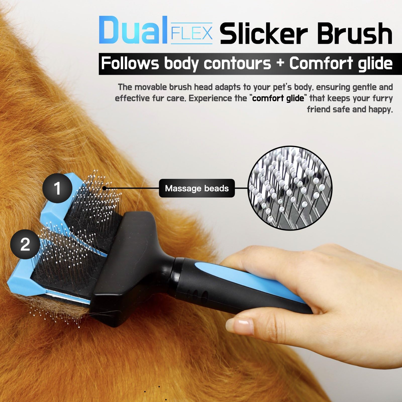 iToleeve cepillo para polvo de cepillo para polvo para perro, herramienta de aseo suave para perros y gatos sensibles, ideal para cabello largo, elimina la capa interior, enredos y nudos