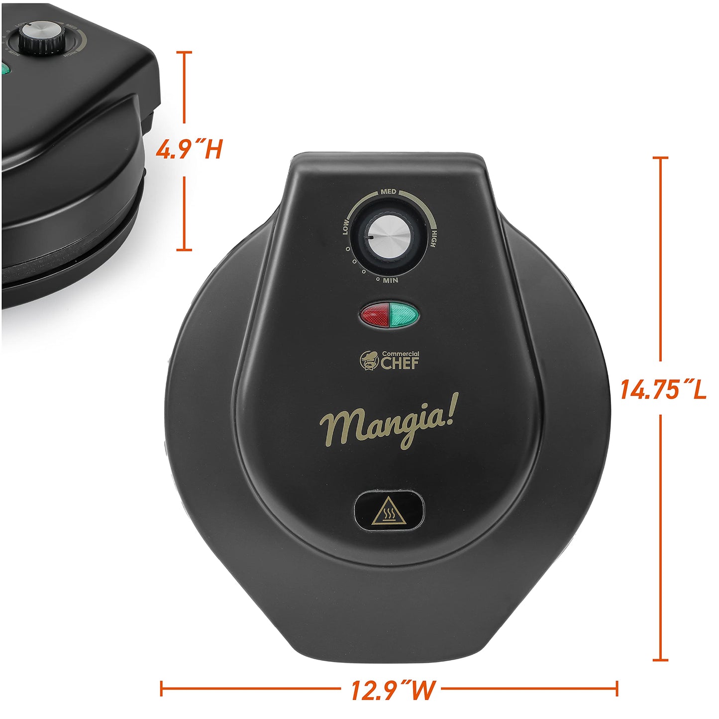 Commercial Chef CHQP12R - Pizzera para encimera de 12 pulgadas