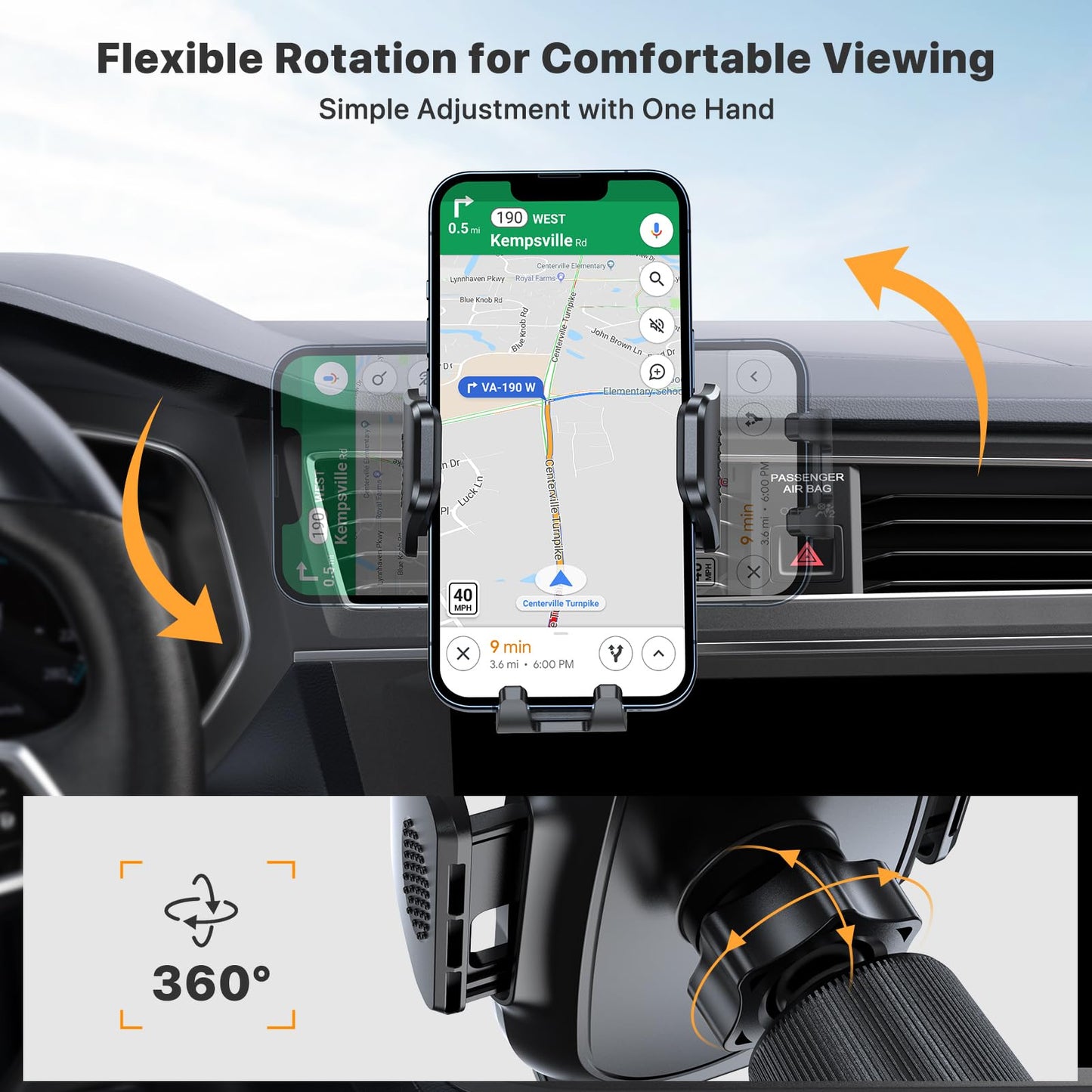 Soporte Celular Miracase Negro con Gancho Metálico para Auto 2025 para iPhone, Huawei, Motorola, Xiaomi