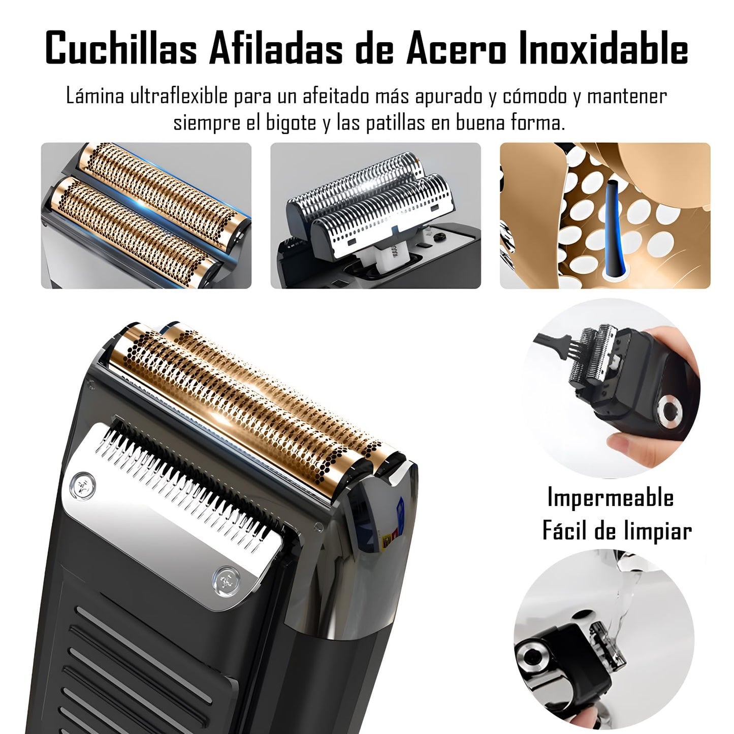 Afeitadora Eléctrica para Hombre,2 en 1 Recortadora de Precisión Inalámbrica,Afeitadora para Hombre Recargable Contra Agua,Red de Cuchillos Ultrafin,Maquina de Afeitar Led el Hogar de Los Hombres