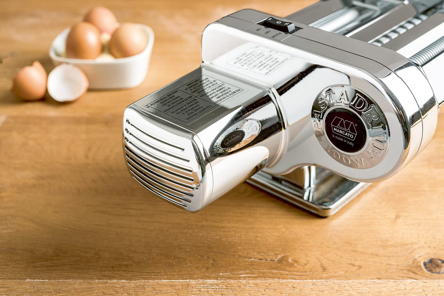 MARCATO Made in Italy Pastadrive 110V Máquina eléctrica de pasta, acero chapado en cromo. Compatible con máquinas Atlas & Ampia y Marga Mulino