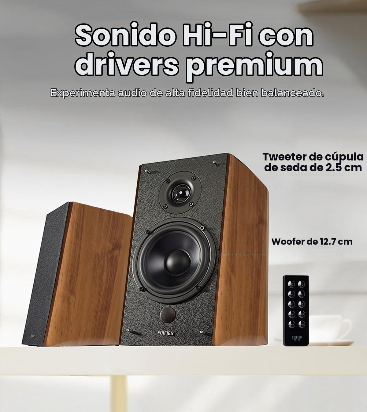 Altavoces de Estantería Edifier Warmoak Woofer Grande RMS 120W Bluetooth y RCA/Óptica/Coaxial Control Remoto