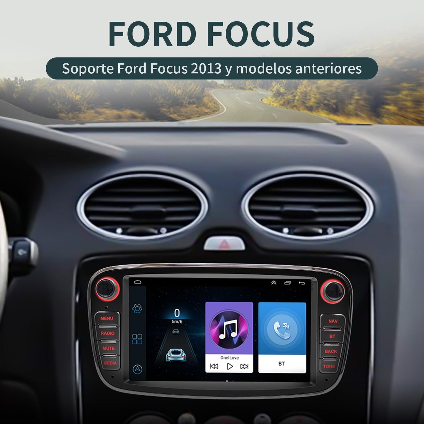 FINYQBET Autoestéreo para Carro Ford Focus 2013 y Modelos Anteriores, Estéreo con Pantalla CarPlay y Android Auto, Compatible con Focus sin Adaptaciones, Asistente de Voz,Mirrorlink,Cámara Trasera,GPS
