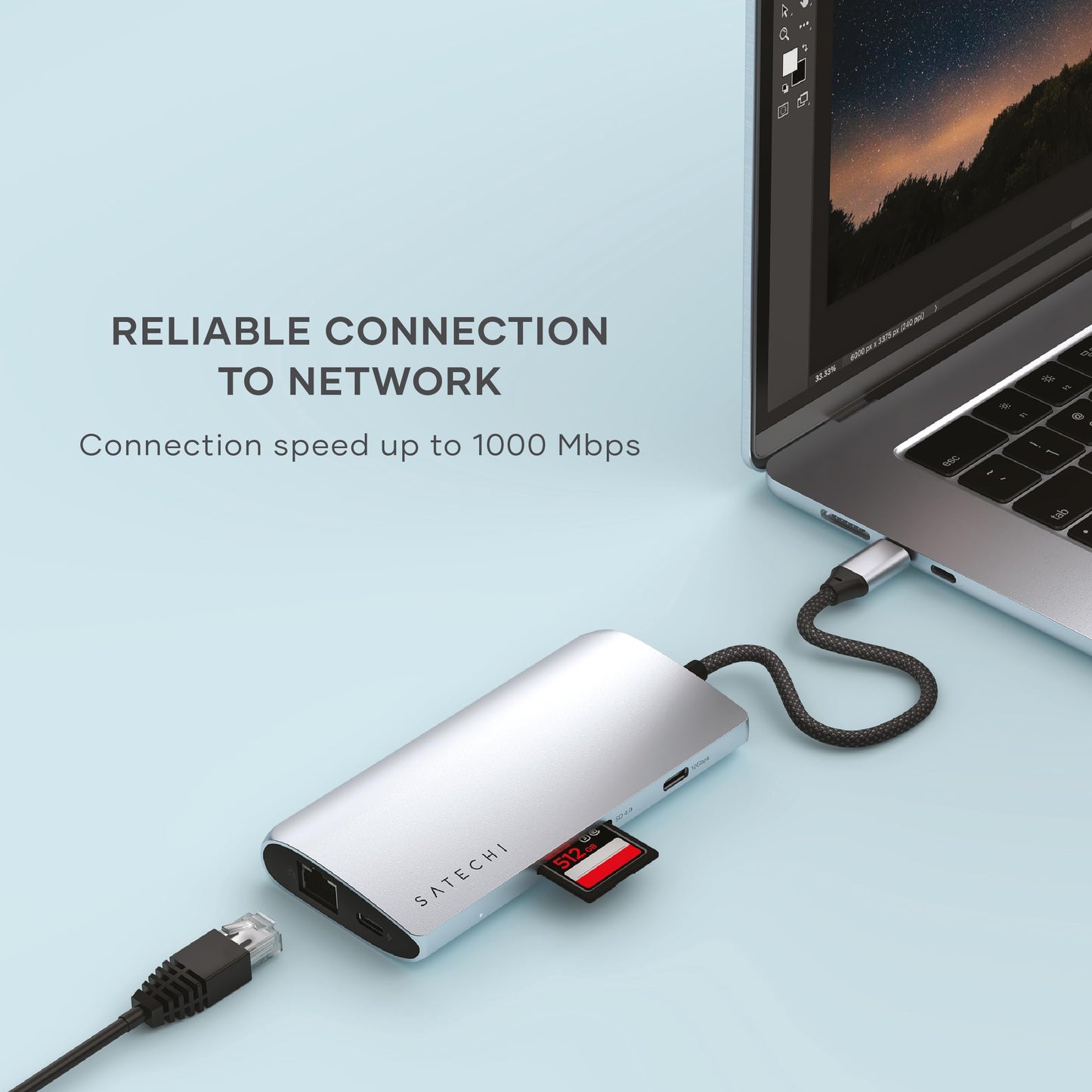Hub USB C SATECHI Plateado 8 en 1 Adaptador Multipuerto para Laptop y Tablets