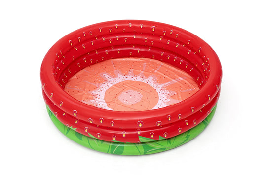 Bestway 51145 Alberca Inflable Redonda 1.60x.38cm 3 Anillos Decor Fruta, Rojo