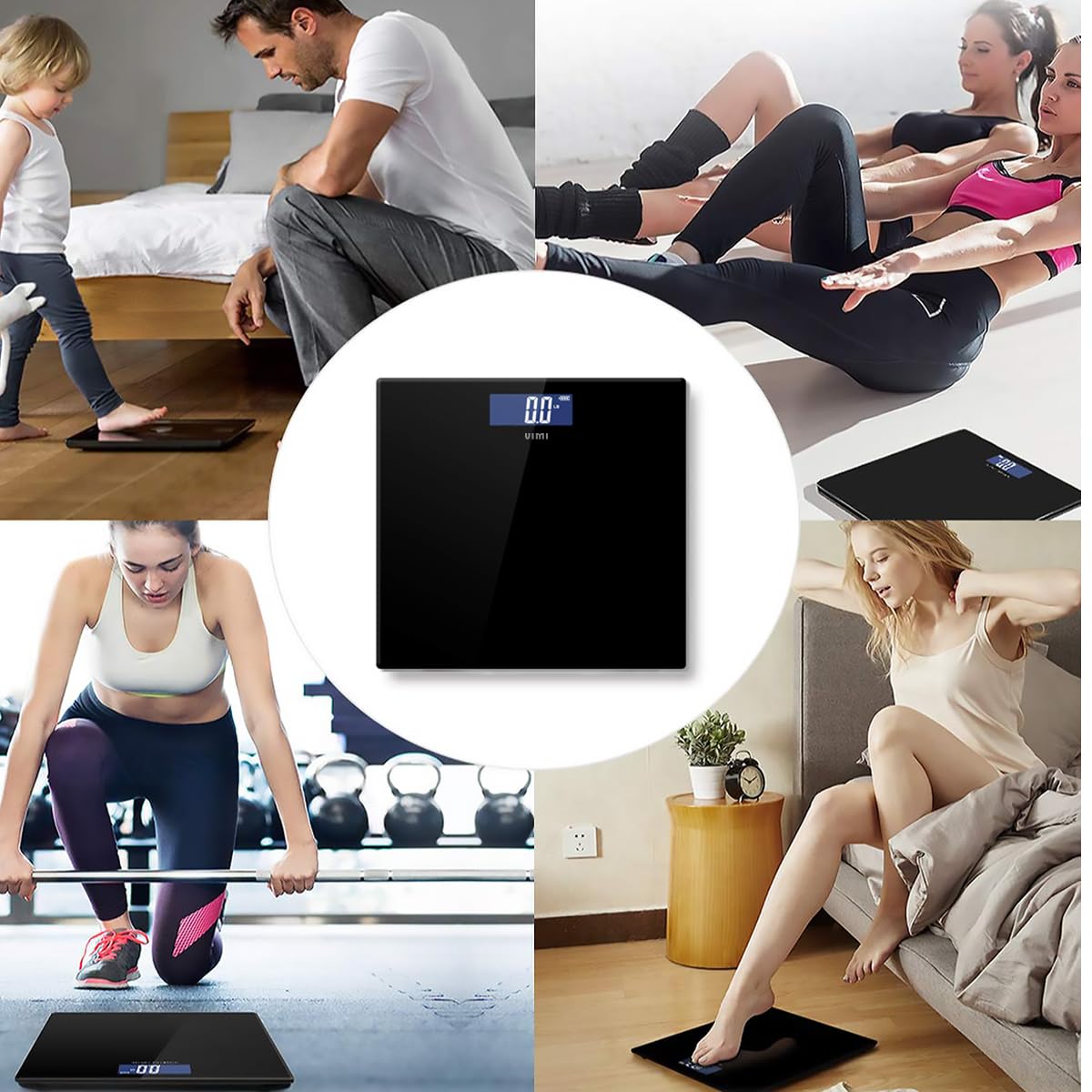 Báscula Digital Cuadrada Pesa Hasta 180 Kg (Negro)
