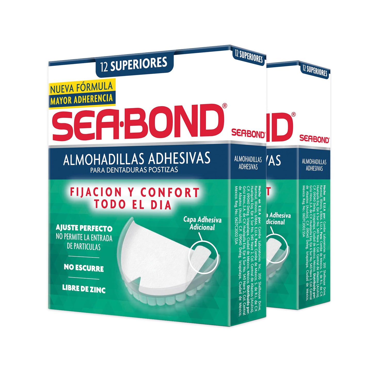 Kit Almohadilla Adhesiva para Dentaduras Postizas Sea-Bond Superior 2 Pack 12 Piezas