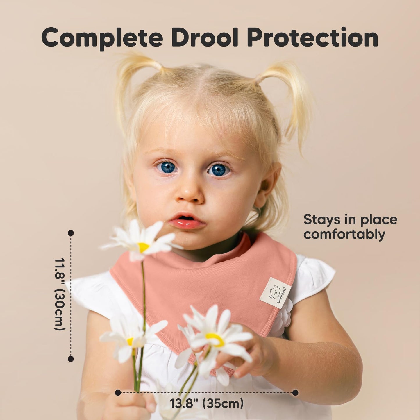 Paquete de 8 baberos orgánicos para niñas – Baberos triangulares súper absorbentes para bebés babeos y dentición, 100% algodón extra suave para recién nacido, bebé de 0 a 36 meses (Lila)