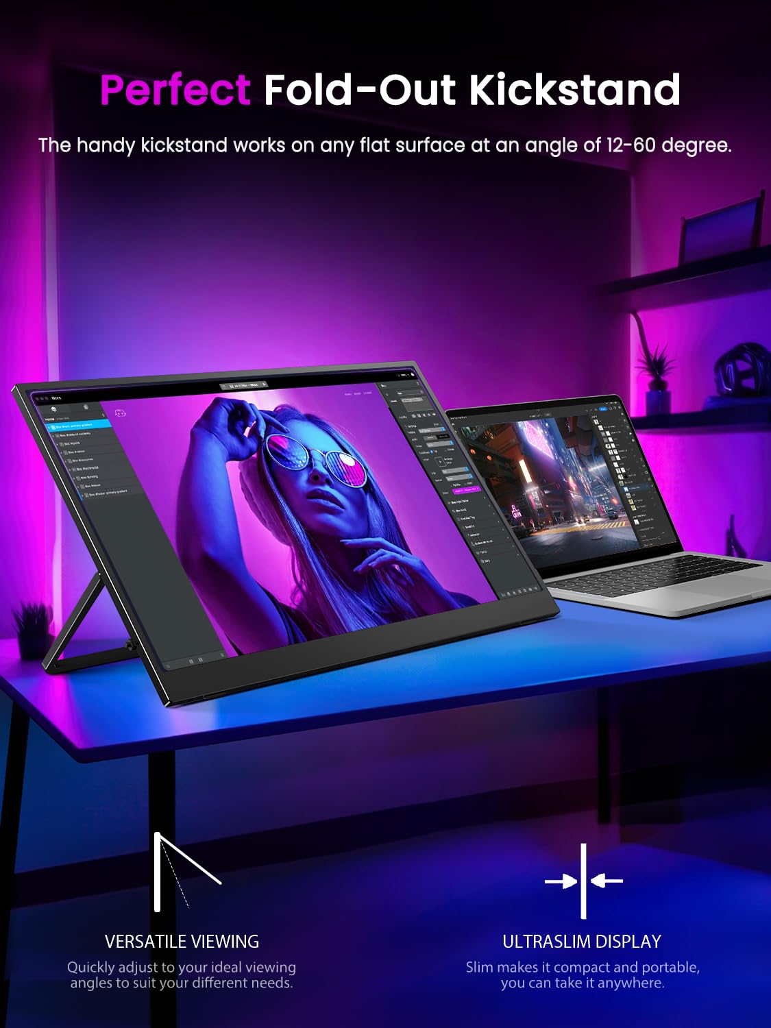 Monitor de Computadora UPERFECT 4K Truely UHD IPS con FreeSync y Adobe RGB, Brillo 500 Nits HDR, 17.3 Pulgadas Tipo-C HDMI VESA, Inteligente con Protección Ocular