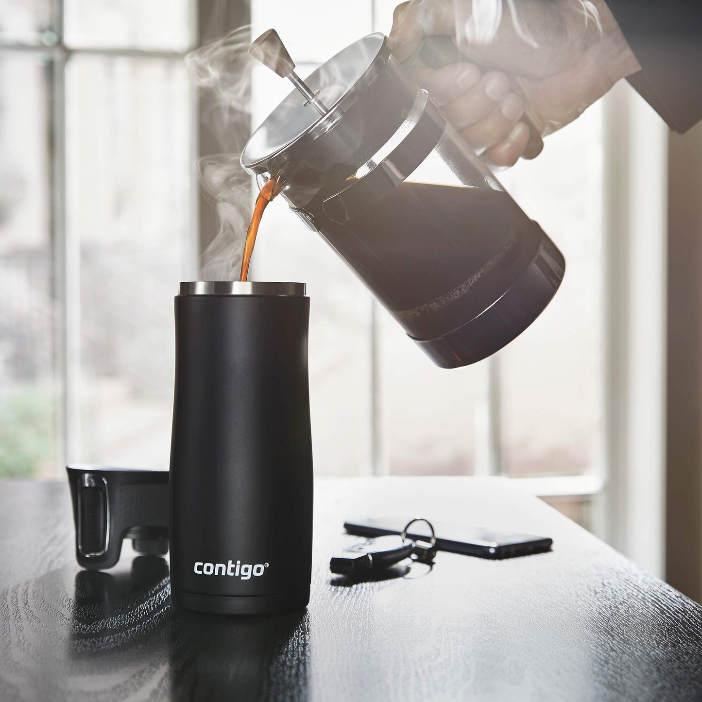 Contigo 2063326 West Loop Vaso para viaje, autosellado, sellado al vacío, acero inoxidable, Earl Grey, 16 onzas, 1
