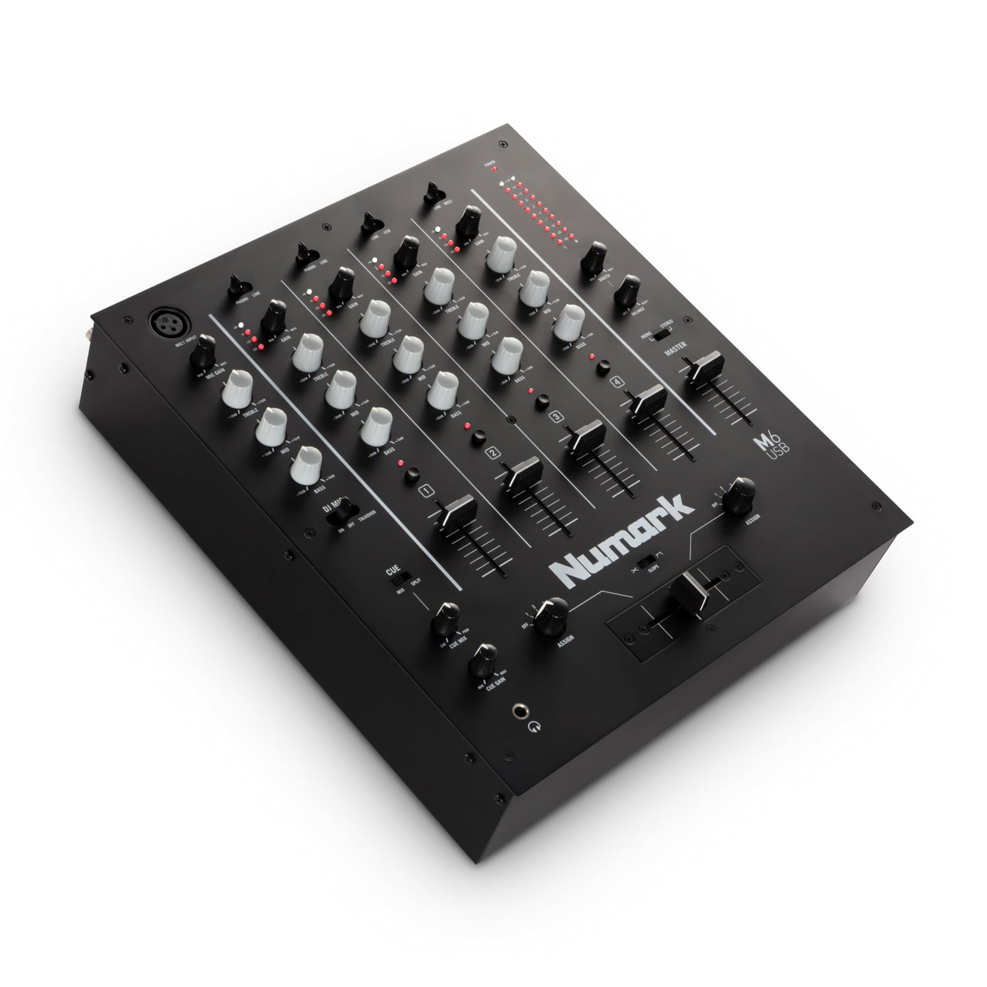 Mezclador DJ Numark M6 USB con Interfaz de Audio Integrada y Crossfader Reemplazable