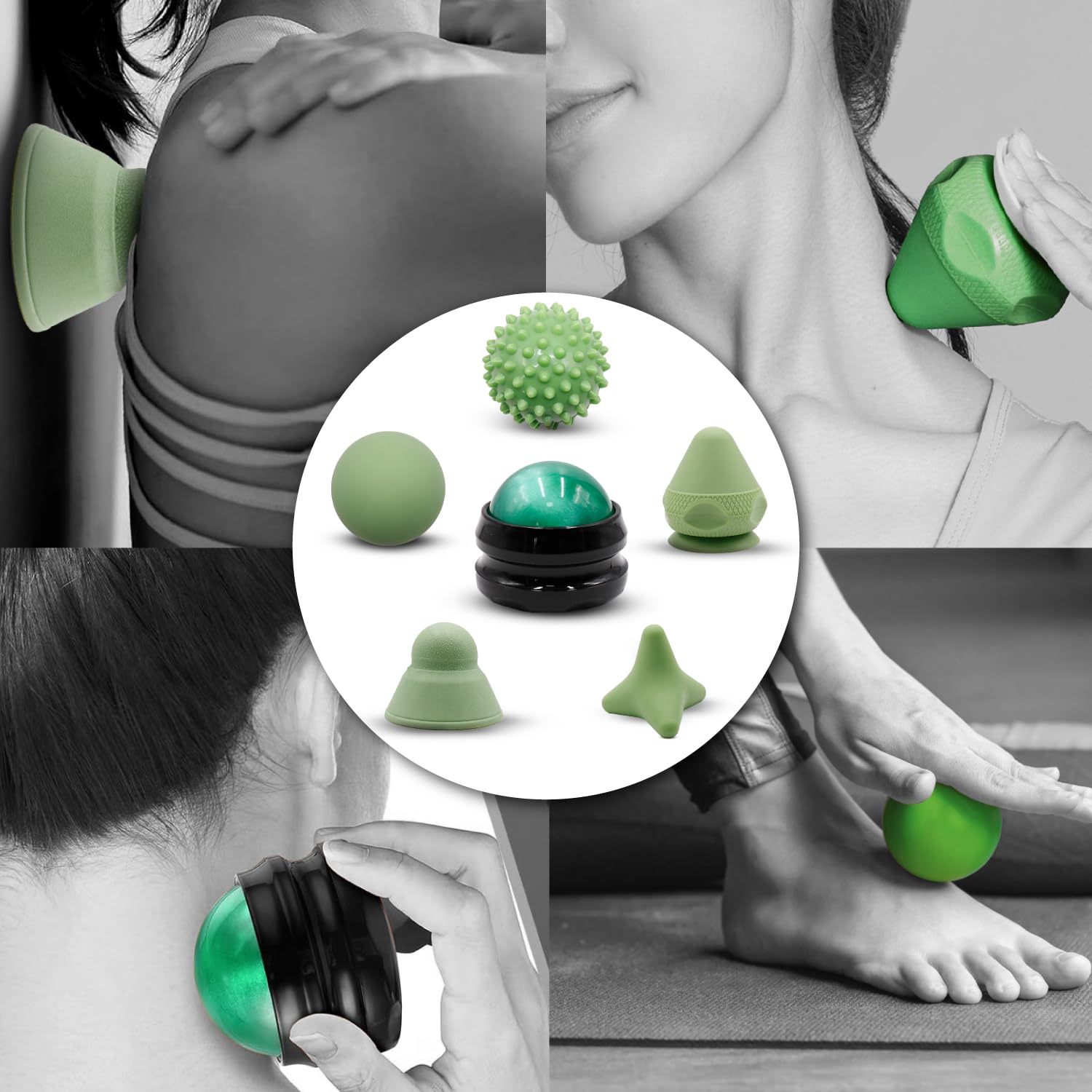 iBYWM Juego De Bolas De Masaje Para Alivio Del Dolor De Fisioterapia Para Liberación De Punto Gatillo - Herramienta De Liberación Miofascial Y Masaje De Tejido Profundo, Juego De 6 Piezas -