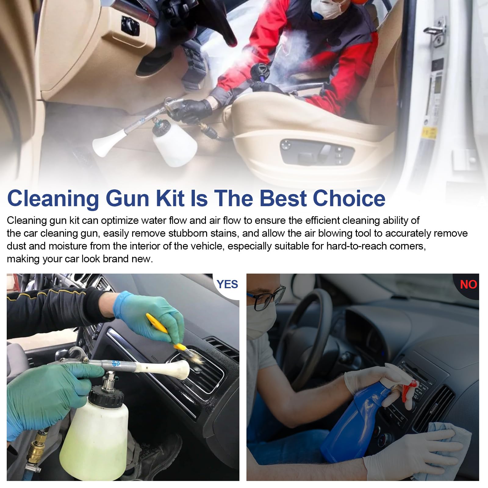Kit de Pistola de Limpieza Ahuliao para Coche Tornador Z-010 y Herramienta de Soplado de Aire Z-014