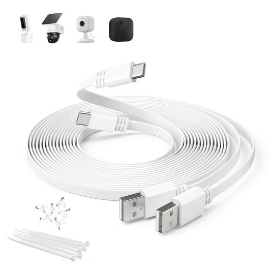 Itramax Cable de Carga Plano USB A a USB C para Cámara 9M Lote de 2,Blanco