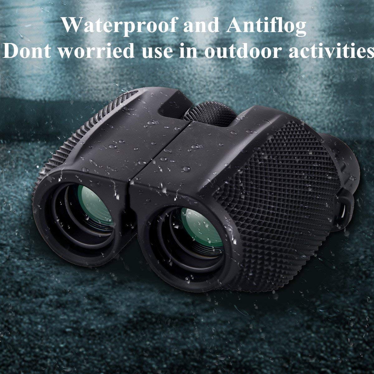 Timotech Binoculares Prisma 10x25 Zoom BAK4 con Enfoque Ajustable a Prueba de Agua para Senderismo, Campamento, Viajes, Caza, Conciertos | Binoculares para niños Profesional HD con Alta resolución