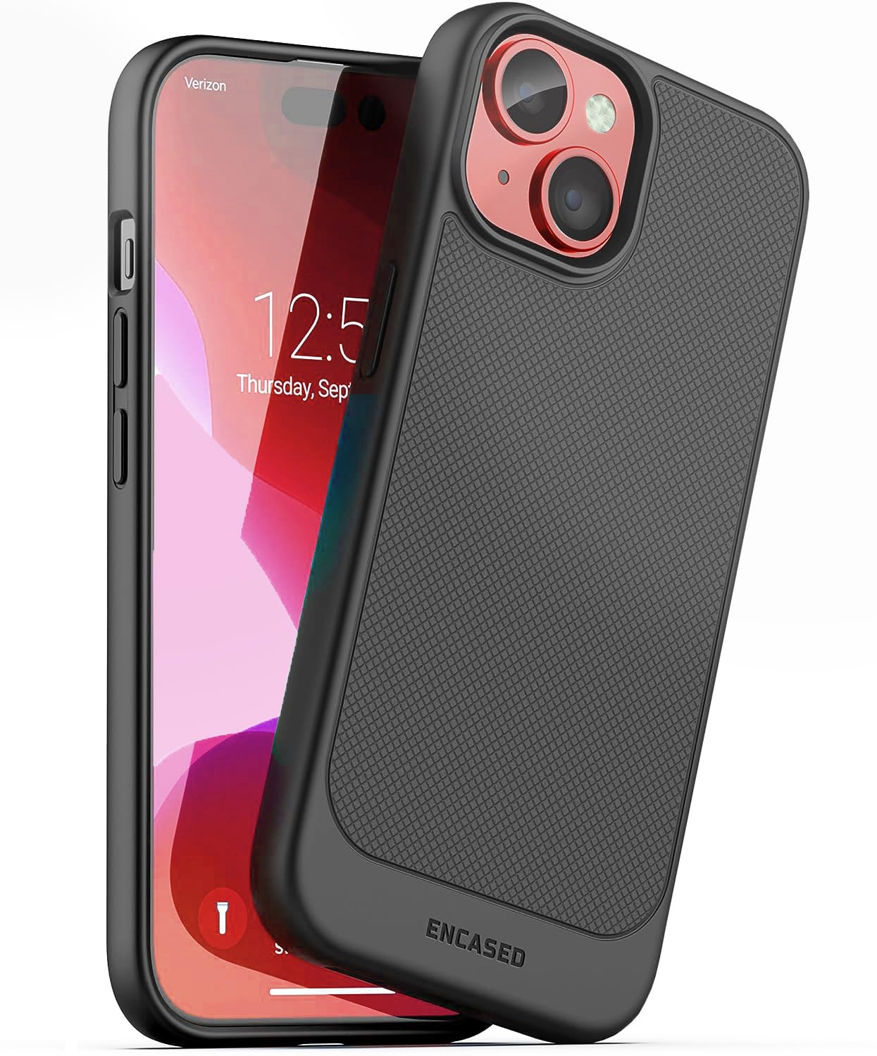 Funda iPhone 15 Encased negro mate ultra delgada y flexible