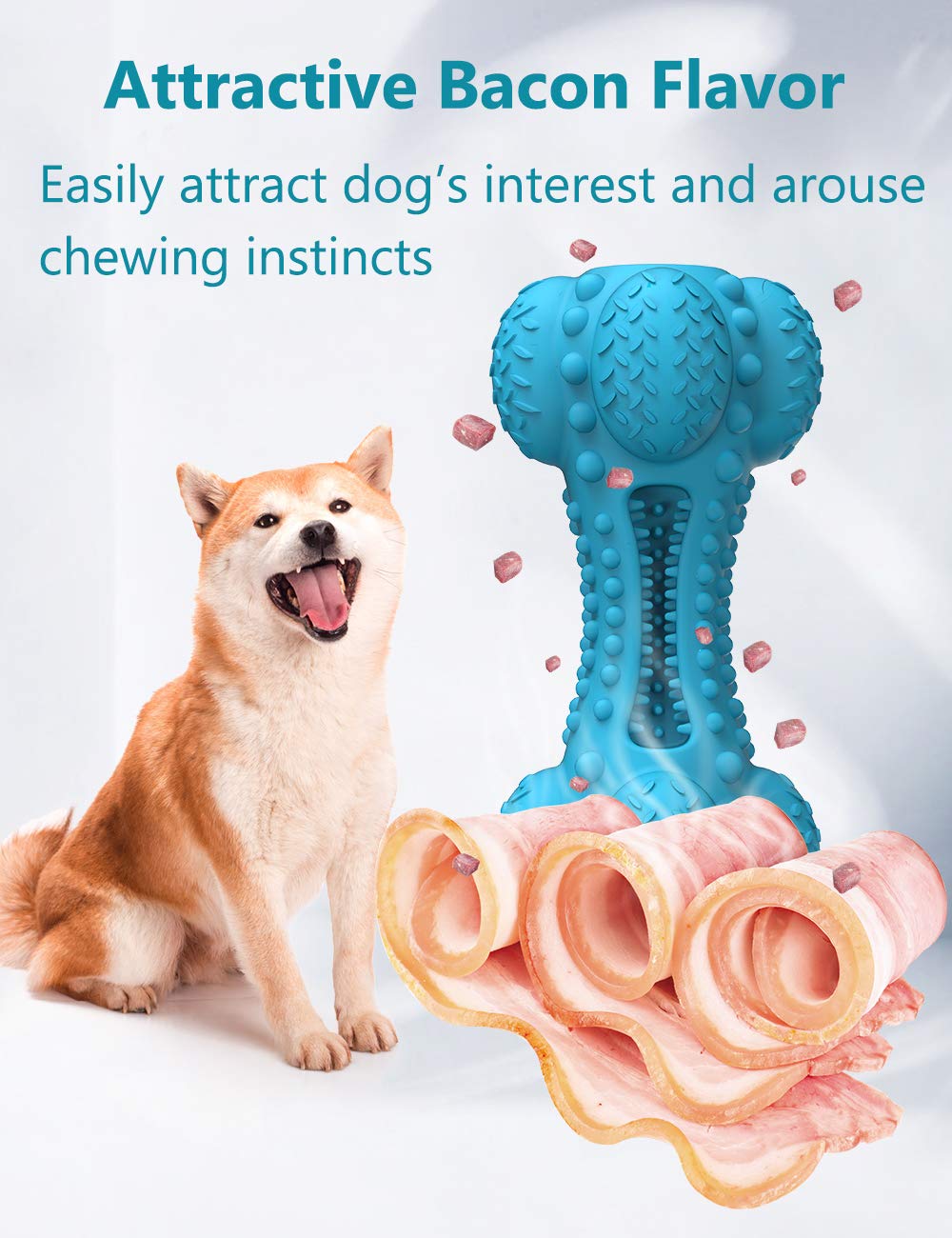 Juguete masticable para perros Squeaky para masticadores agresivos de raza grande, hueso de goma resistente e indestructible con cepillo de dientes para limpieza de dientes de perros grandes y medianos
