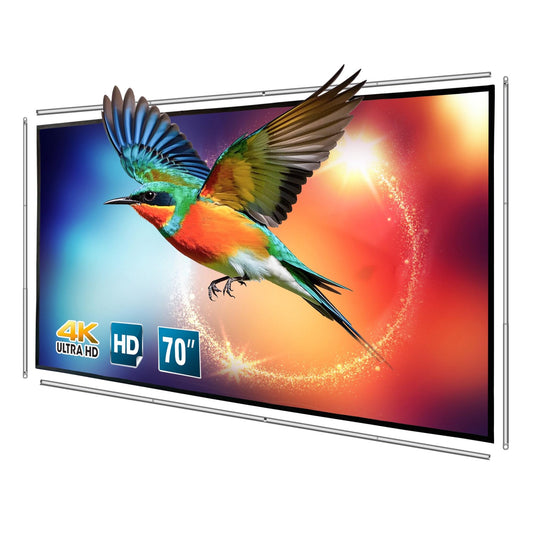 visualización de proyector plegable con marco de combinación de barra telescópica de acero inoxidable 16:9 HD 4K visualización de proyección portátil antiarrugas (70 pulgadas)