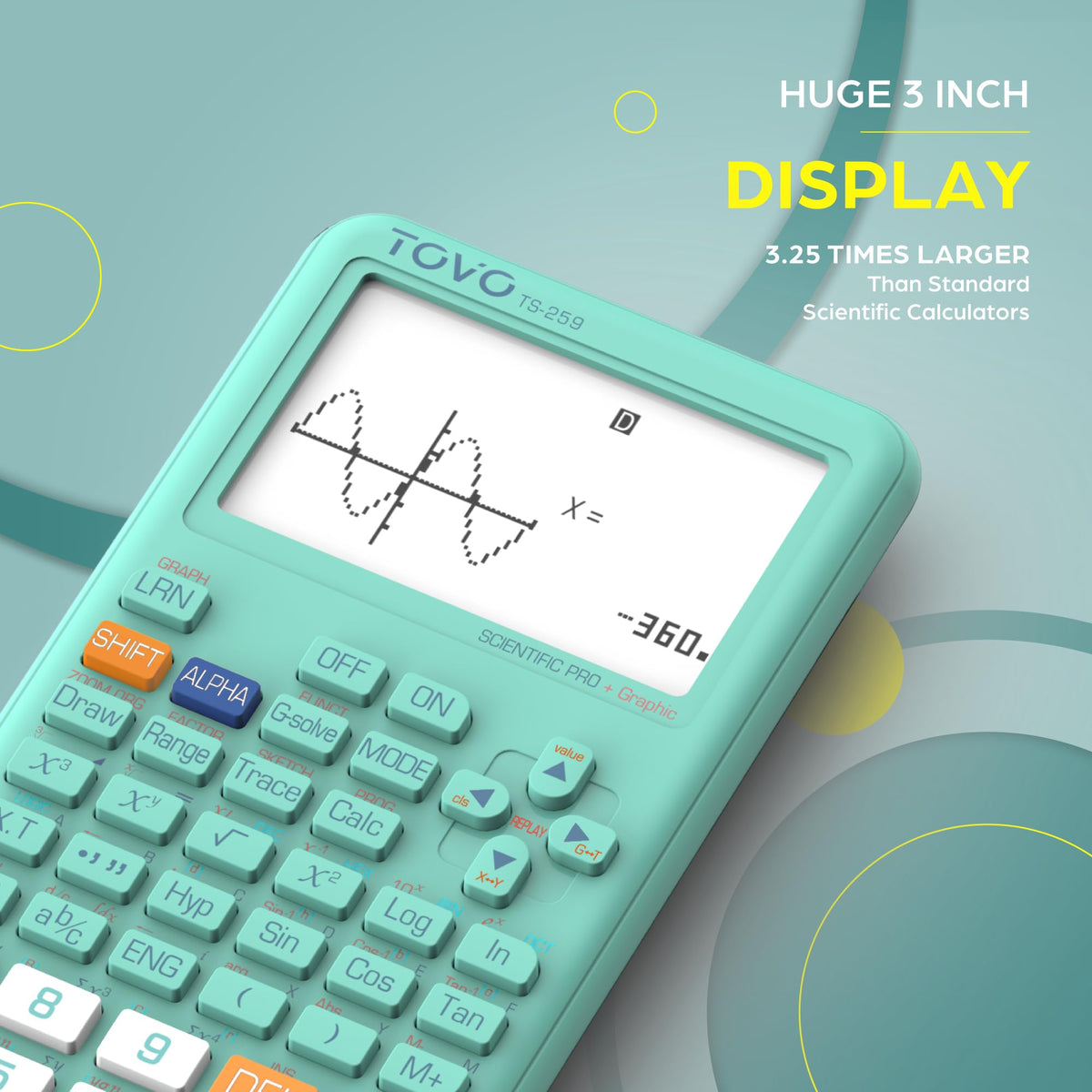 Calculadora Científica TOVO Negra con Funciones Gráficas y 360 Funciones para Principiantes y Cursos Avanzados