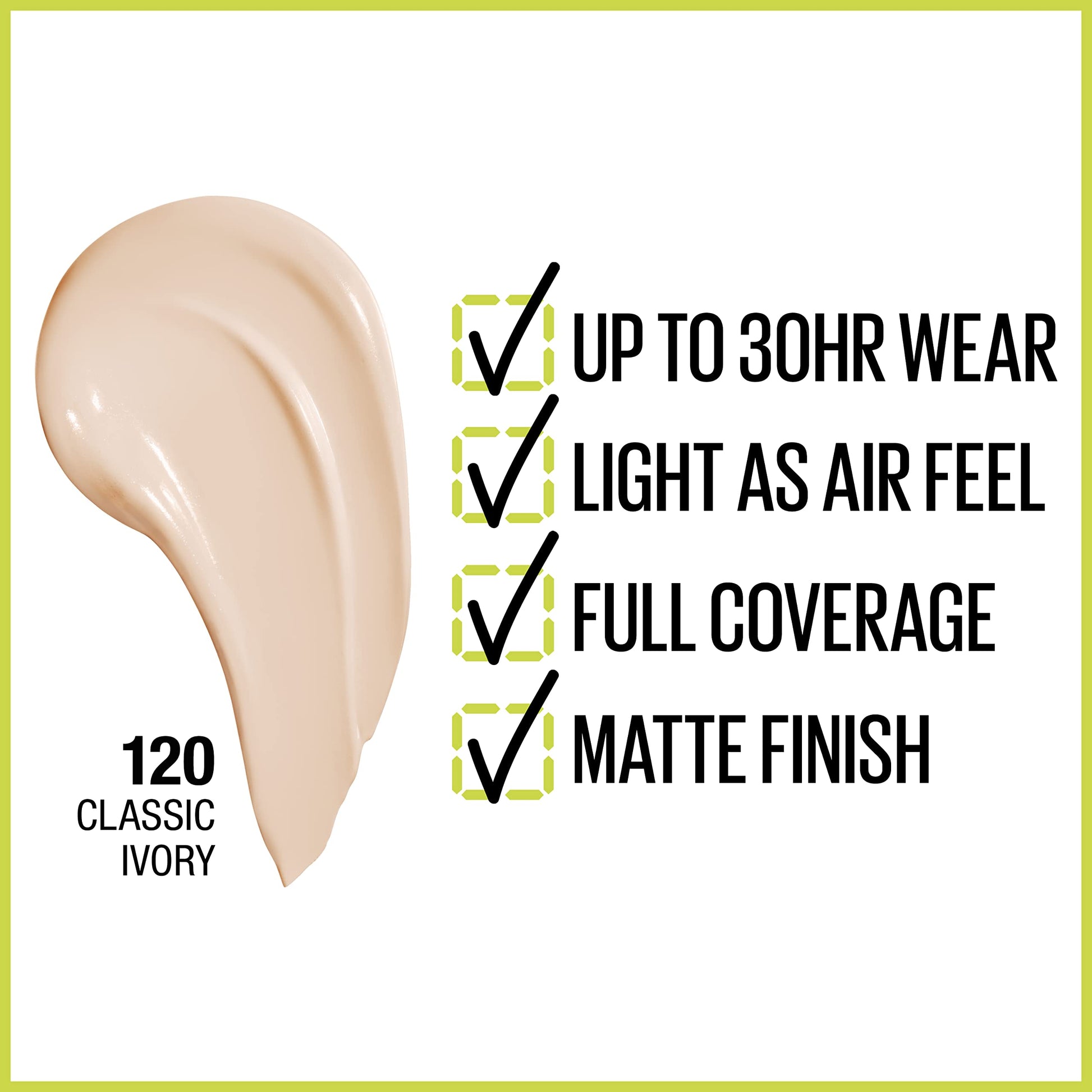 Maybelline Base de Maquillaje Superstay, Full Coverage, 120 Natural Ivory, 30 ml