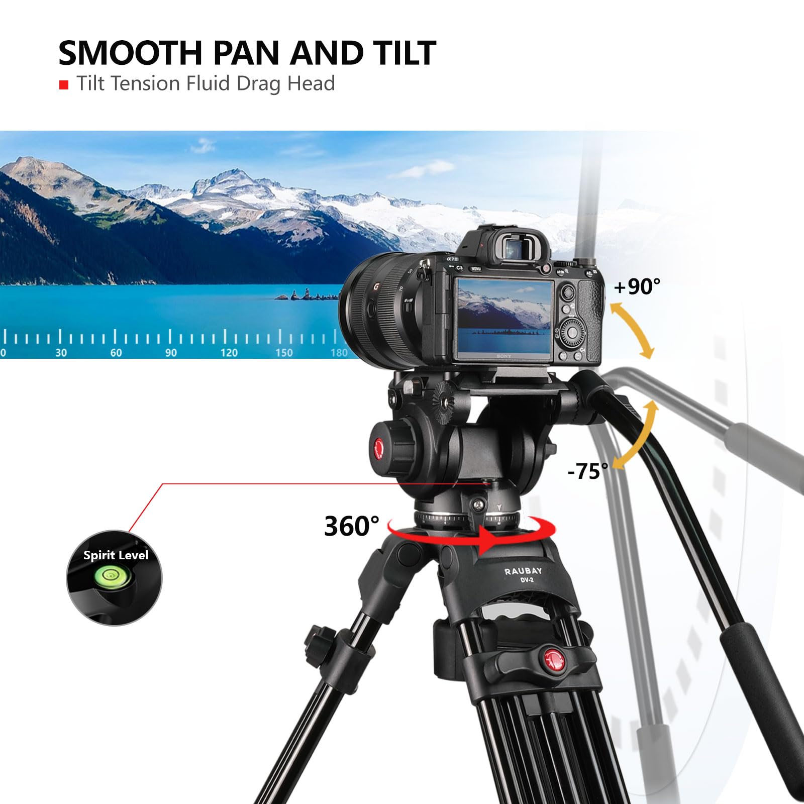 Trípode RAUBAY Aluminio para Cámara Canon Nikon Sony DSLR con Esparcidor de Tierra