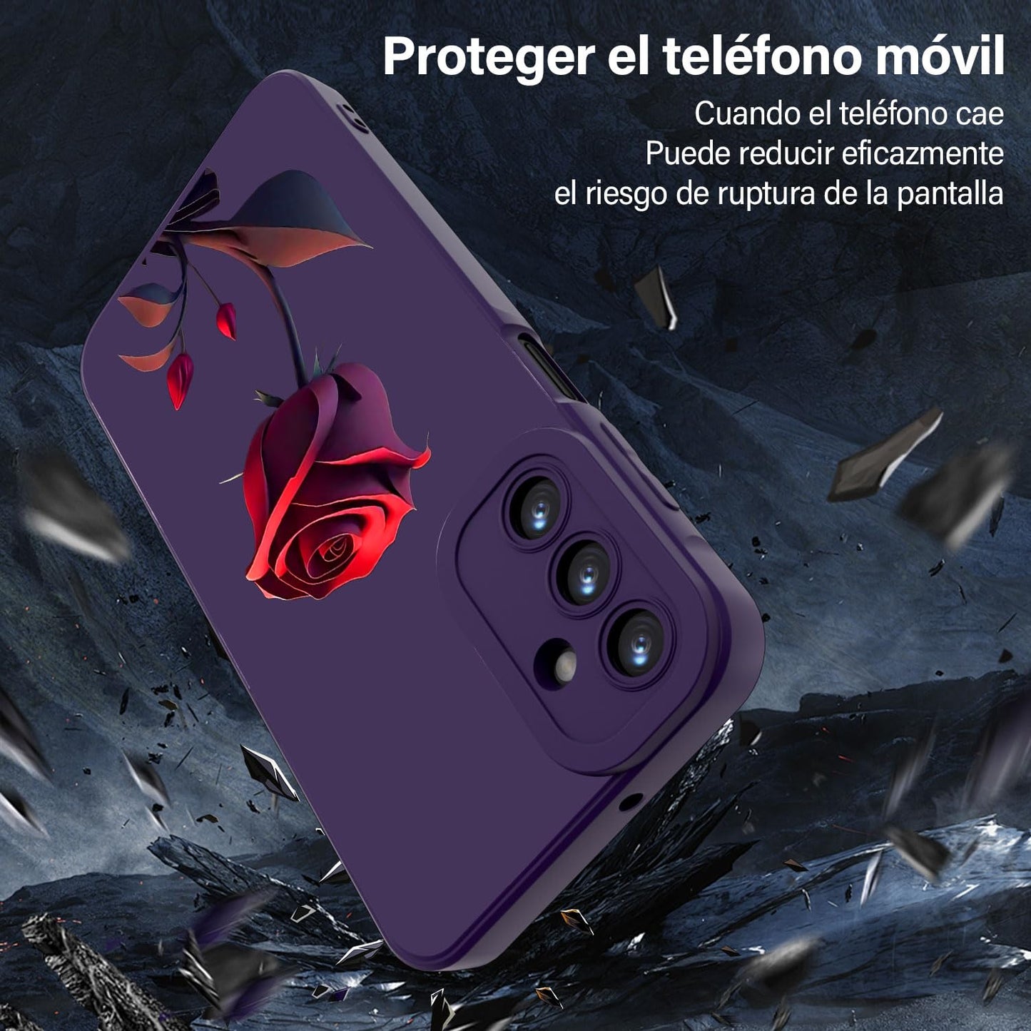 Threehao Funda para Samsung Galaxy A15 Case Uso Rudo, Ultra Delgado Flexible Silicona Púrpura Carcasa con Aesthetic Dibujos Flores, Antigolpes Anti-arañazos Protectora