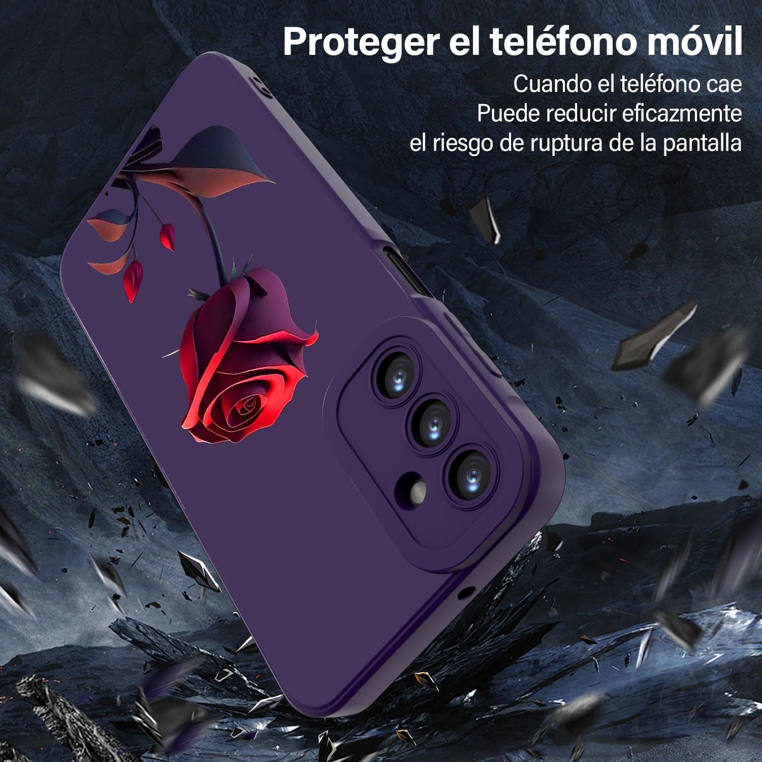 Threehao Funda para Samsung Galaxy A15 Case Uso Rudo, Ultra Delgado Flexible Silicona Púrpura Carcasa con Aesthetic Dibujos Flores, Antigolpes Anti-arañazos Protectora
