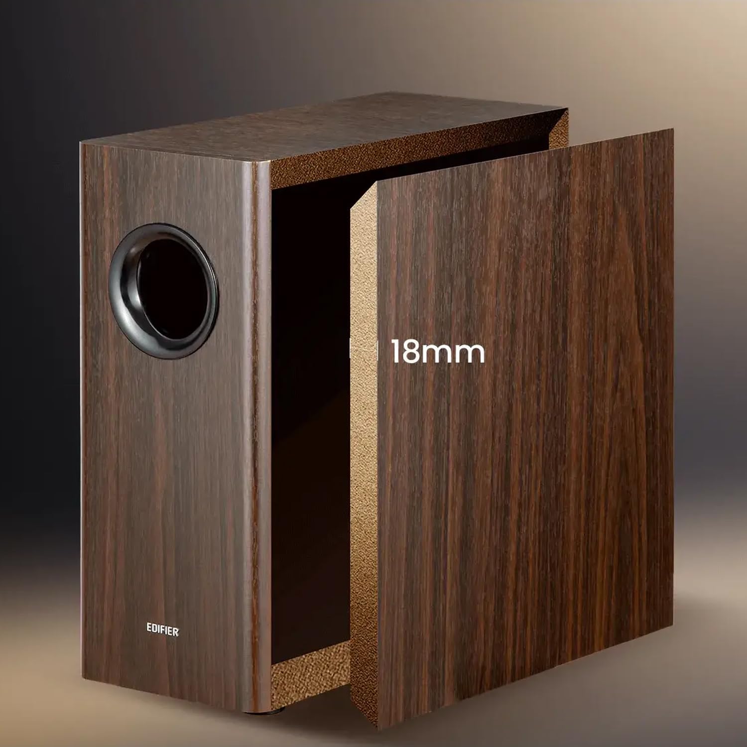 Edifier Subwoofer Activo T5s Color Café con Salida y Entrada de Audio