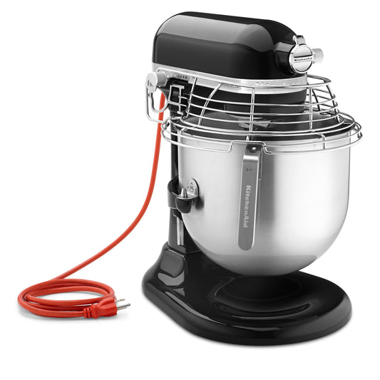 KitchenAid KSMC895OB Mezclador comercial de encimera de 8 cuartos con protector de tazón, 10 velocidades, accionado por engranaje, ónix negro