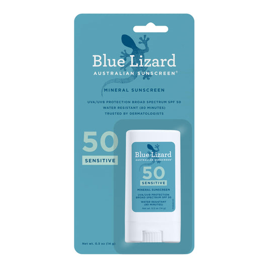 Protector Solar en Barra Blue Lizard Zinc Oxide SPF 50+ Resistente al Agua para Piel Sensible
