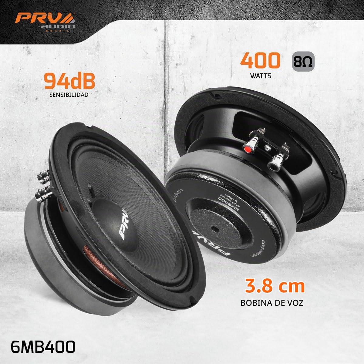 Altavoz PRV AUDIO 6.5 Pulgadas Rango Medio 8 Ohm 400 Vatios de Alto Rendimiento de Alta Salida de Sonido