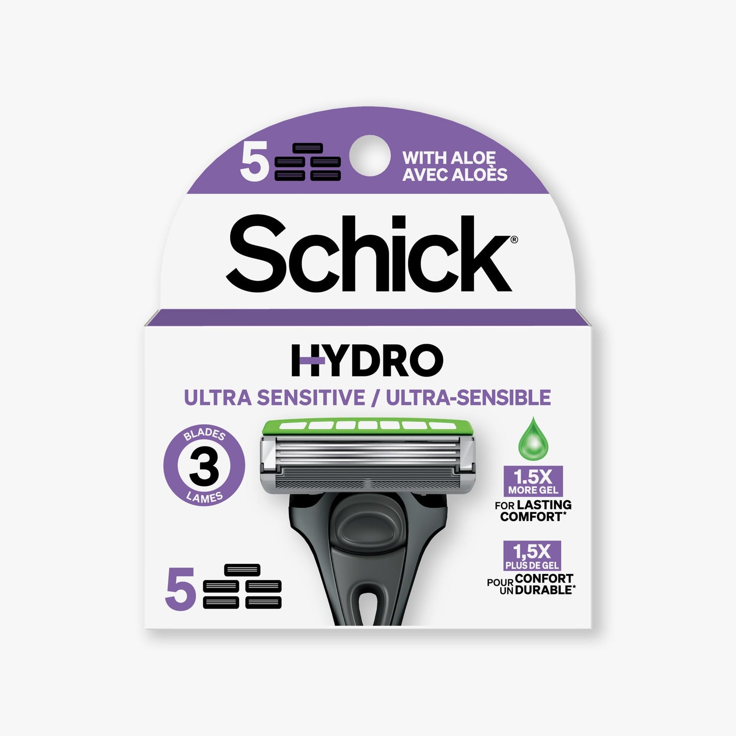 Schick Hydro Skin Comfort Sensitive 3 Blade Razor Refills, 5 Count