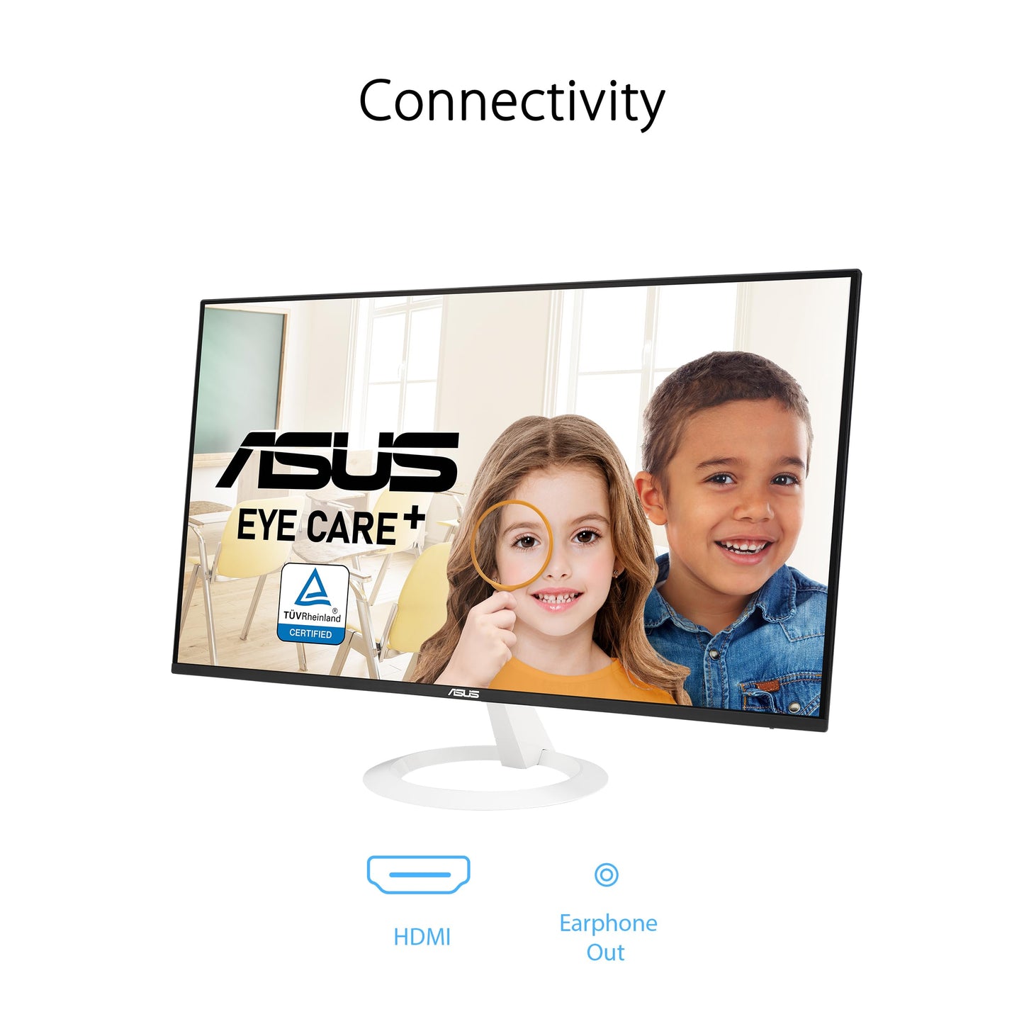 ASUS Monitor de Cuidado Ocular de 27 Pulgadas (27 Pulgadas Visible) (VZ27EHF-W) - Full HD (1920 x 1080), IPS, 100Hz, 1ms, sin Marco, sincronización adaptativa, HDMI, luz Azul Baja, sin Parpadeo