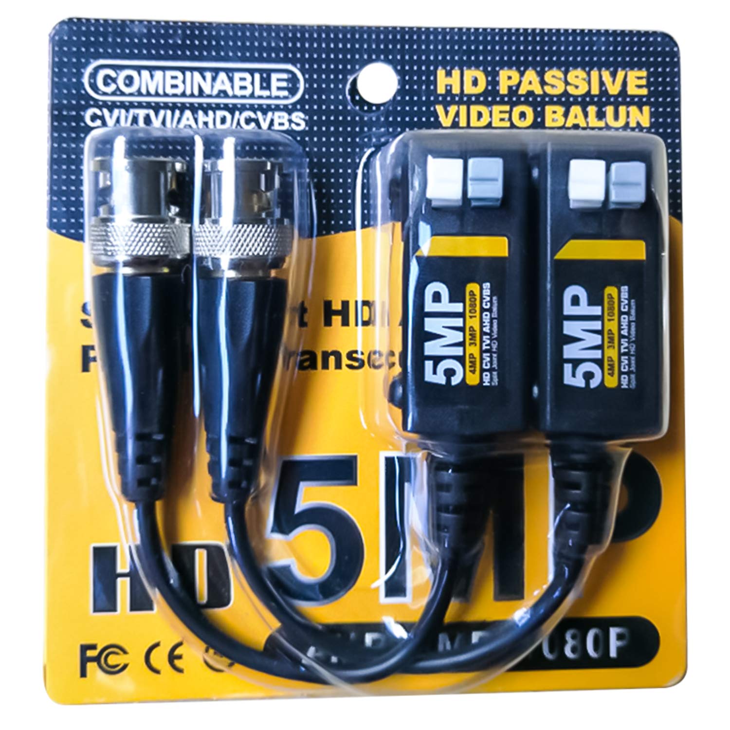 EVERSECU 5 pares de transmisores de video BNC HD pasivos Balun 5MP para conectores de cable AHD/TVI/CVI/CVBS para cámaras de seguridad CCTV de 720P/960P/1080P/3MP/5MP