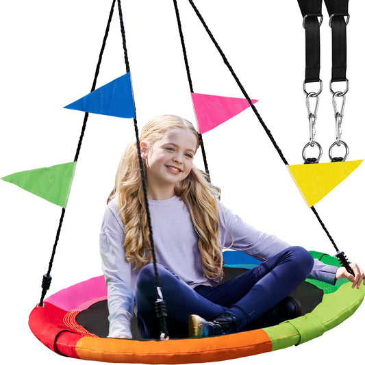 Columpio de Árbol PlayVibe Azul Platillo 40 Pulgadas con Capacidad de 900 Libras para Niños